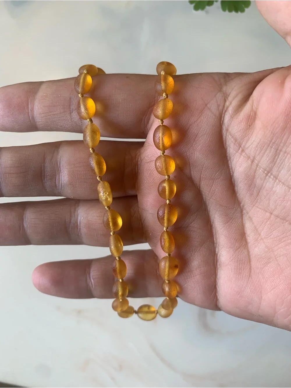 Raw Amber Canyon Leaf kids size necklace